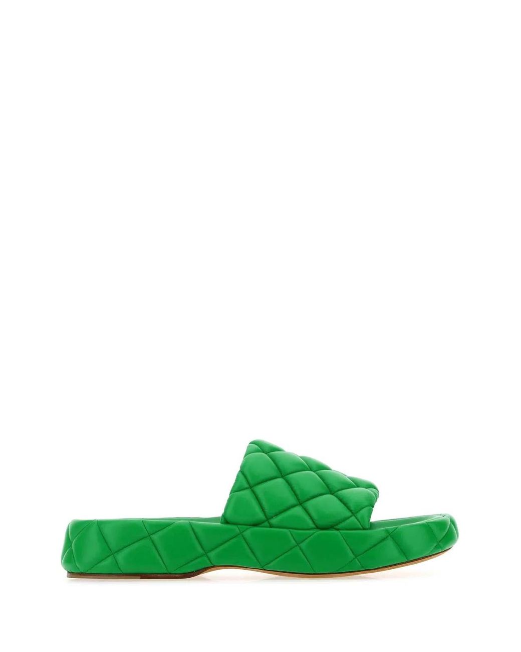 Bottega Veneta Green Grass Leather Padded Sandals