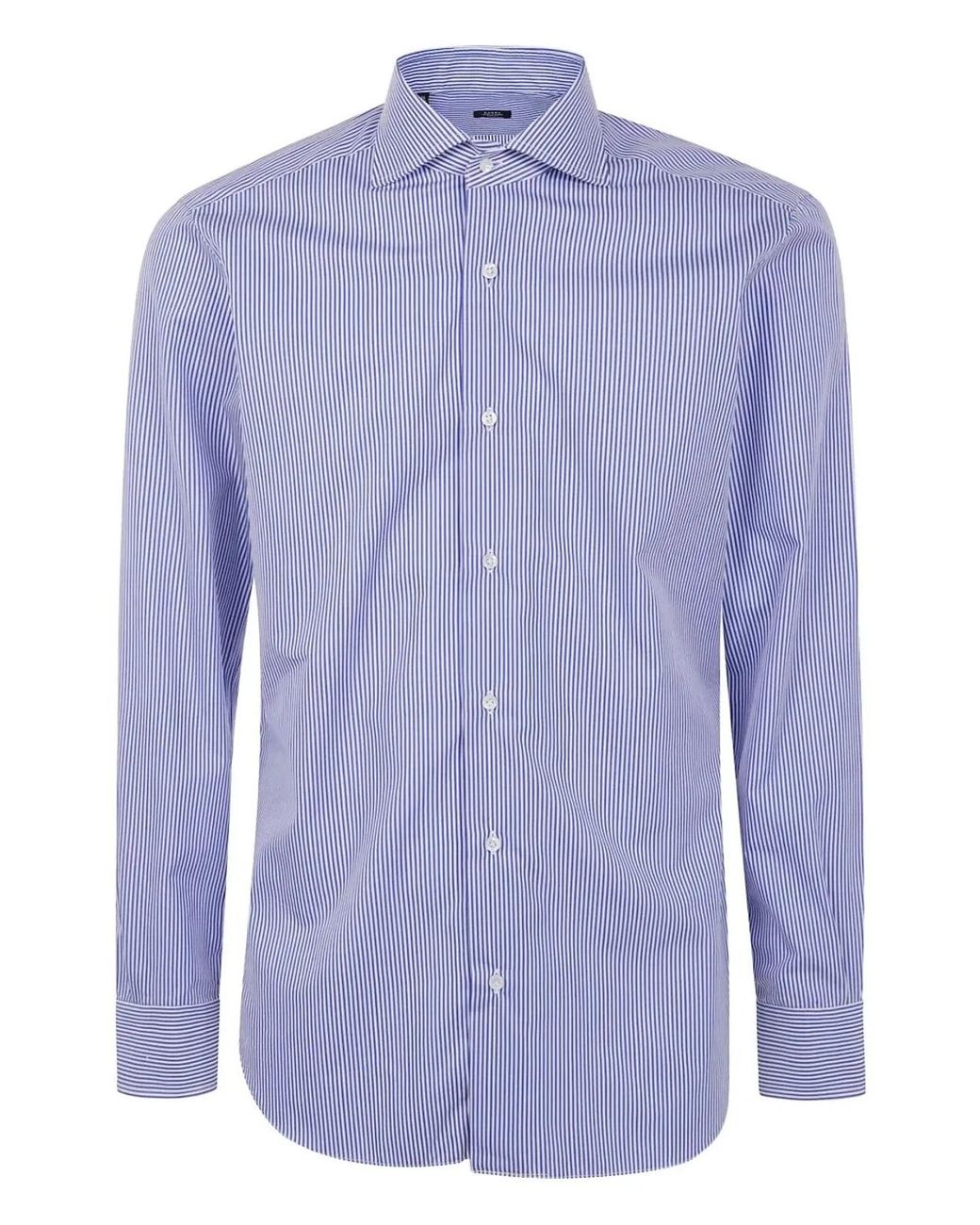Barba Napoli Blue "Bacchetta" Popeline Shirt for men