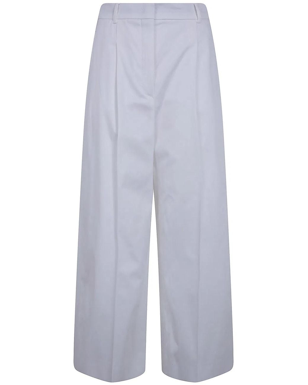 Max Mara White "Tequila" Cotton Wide Leg Trousers