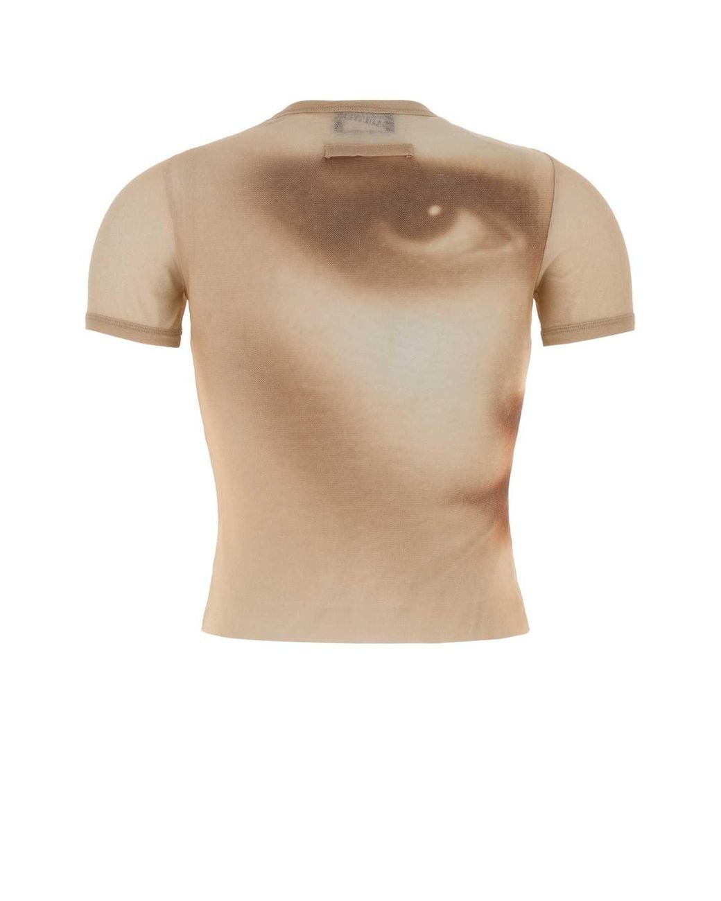 Jean Paul Gaultier White Mesh Baby Tee Printed Face Mini Top