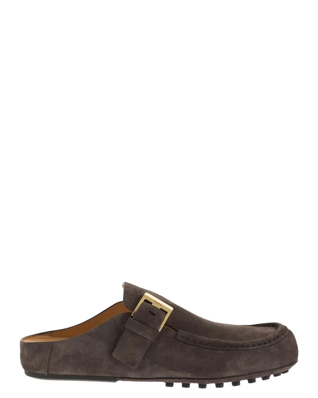 Tod's Brown Suede Sabot Loafers
