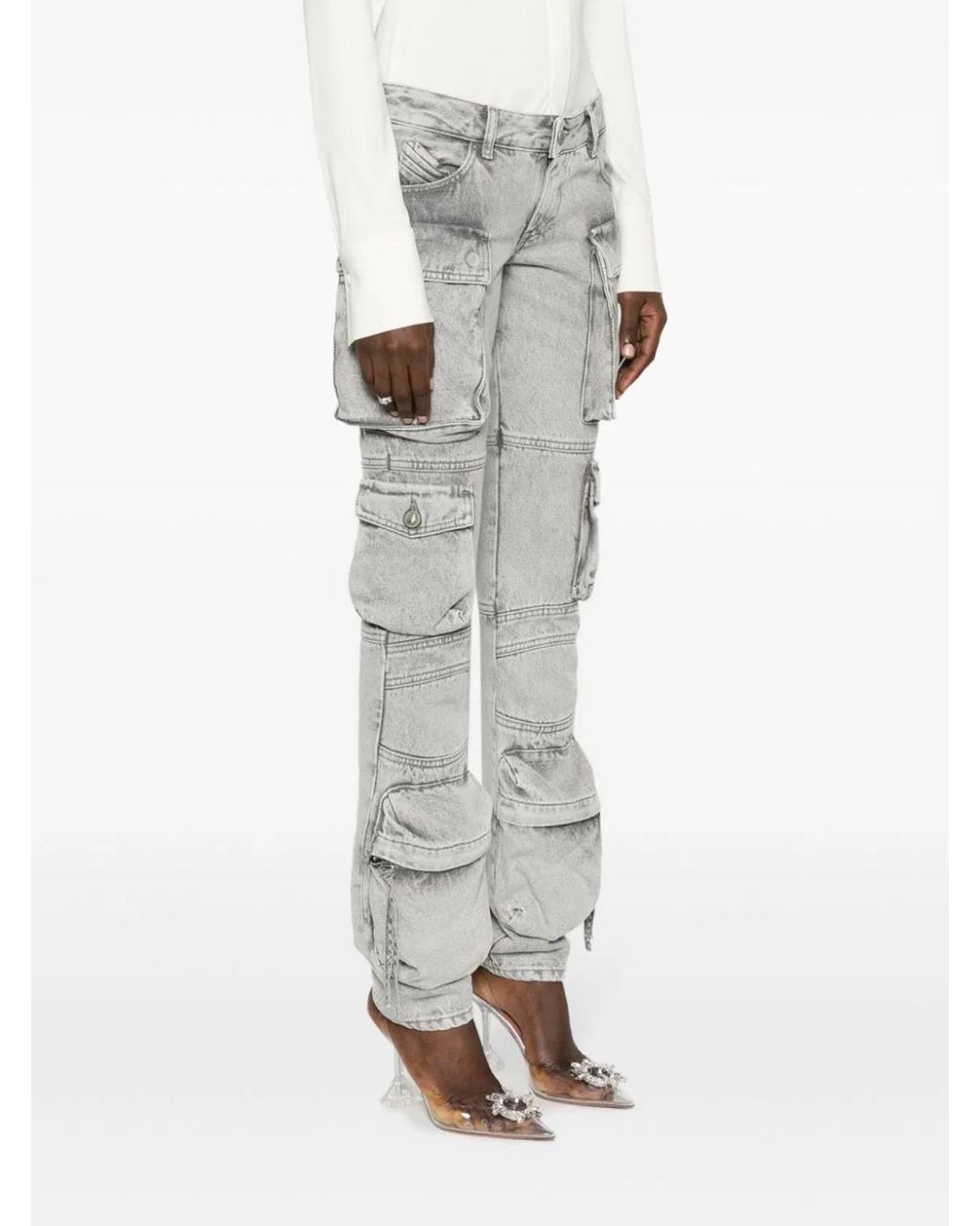 The Attico Gray Light Cotton Denim Trousers