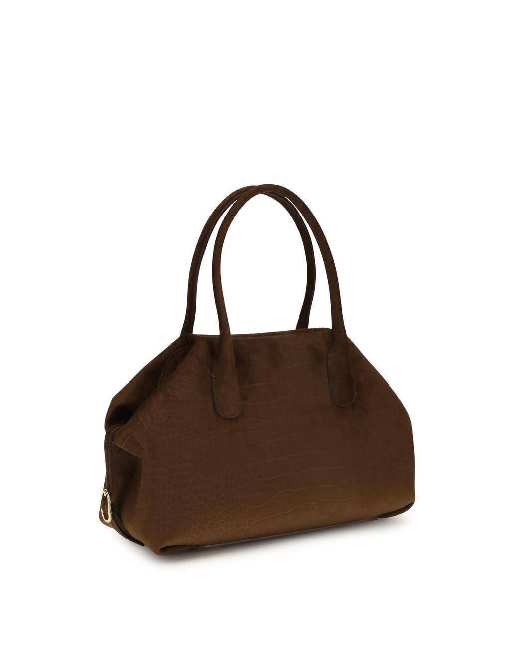 THEMOIRÈ Brown Medium Talia Trank Crocodile-Effect Suede Shopping Bag
