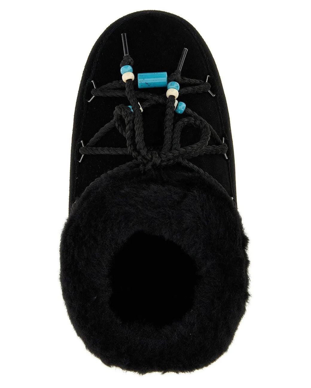 Moon Boot Black 'Mule Suede Beads' Ankle Boots