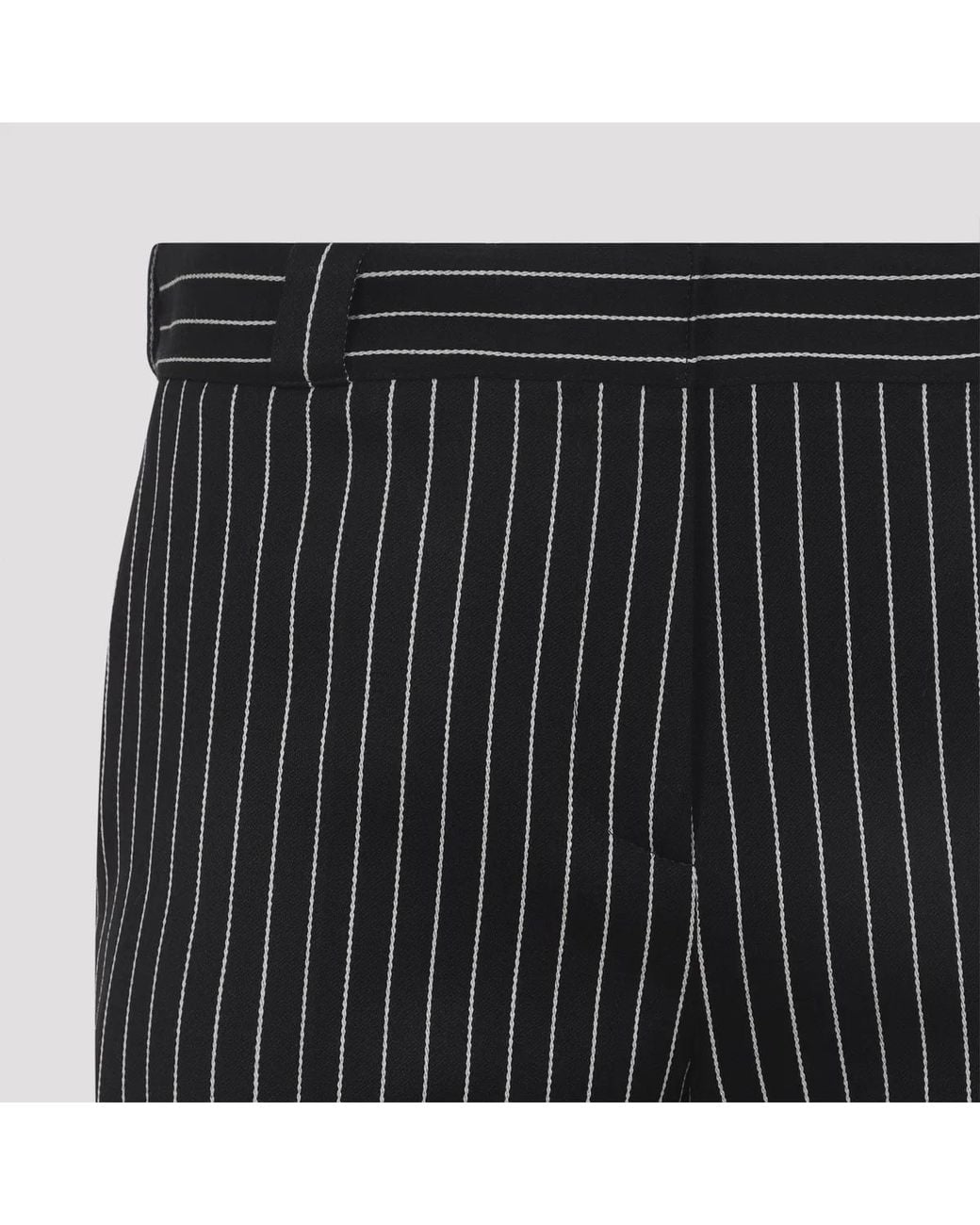 Tom Ford Black Virgin Wool Striped Wool Chino Pants