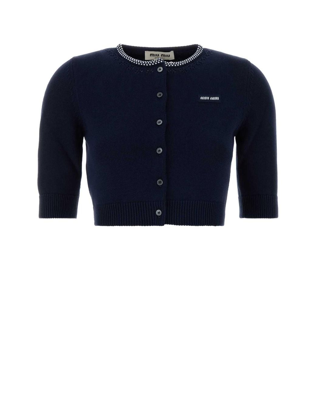 Miu Miu Blue Short Cotton Cardigan