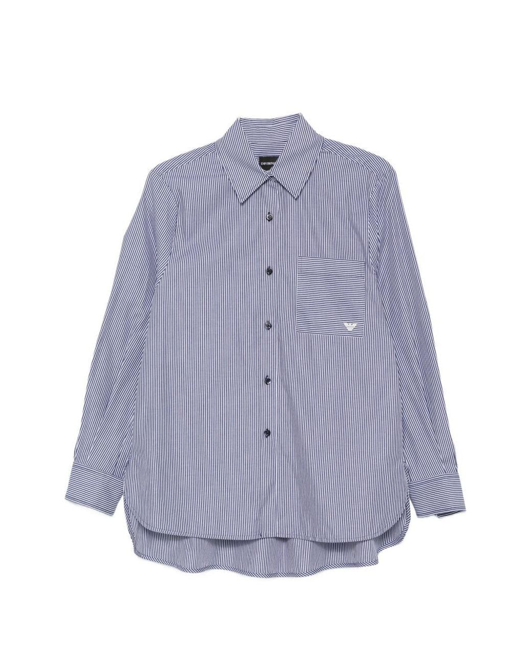 Emporio Armani Purple Striped Cotton Shirt
