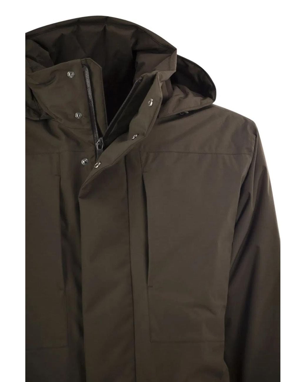 Herno Black Technical Hooded Padded Parka for men