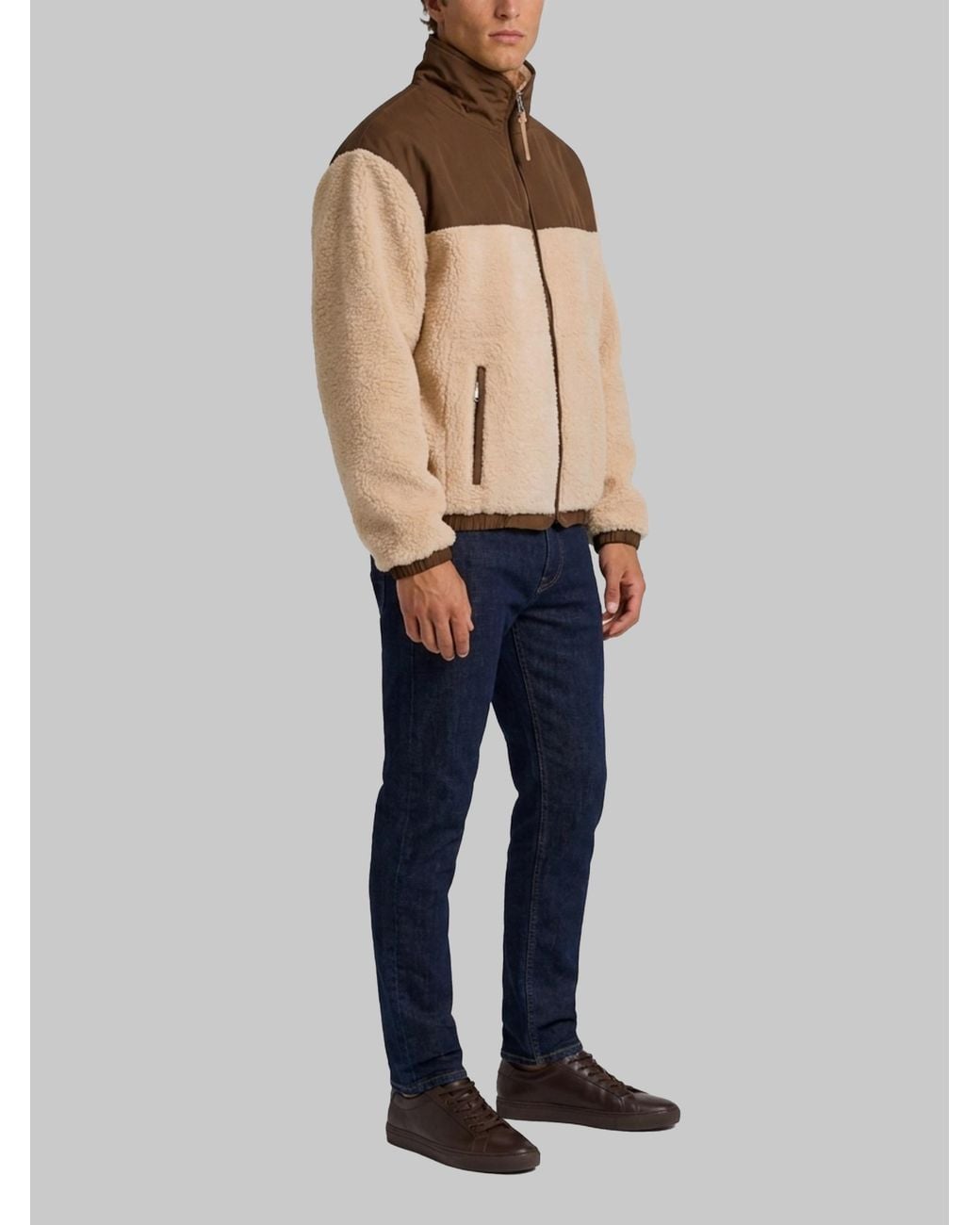 AMI Natural Zip Jacket With Nylon Inserts for men