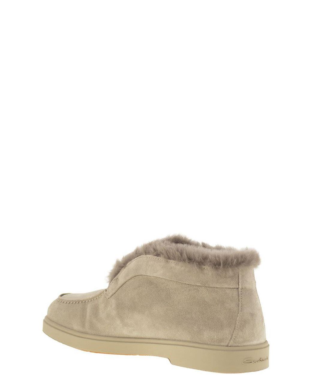 Santoni Brown Desert Boot With Suede Fur