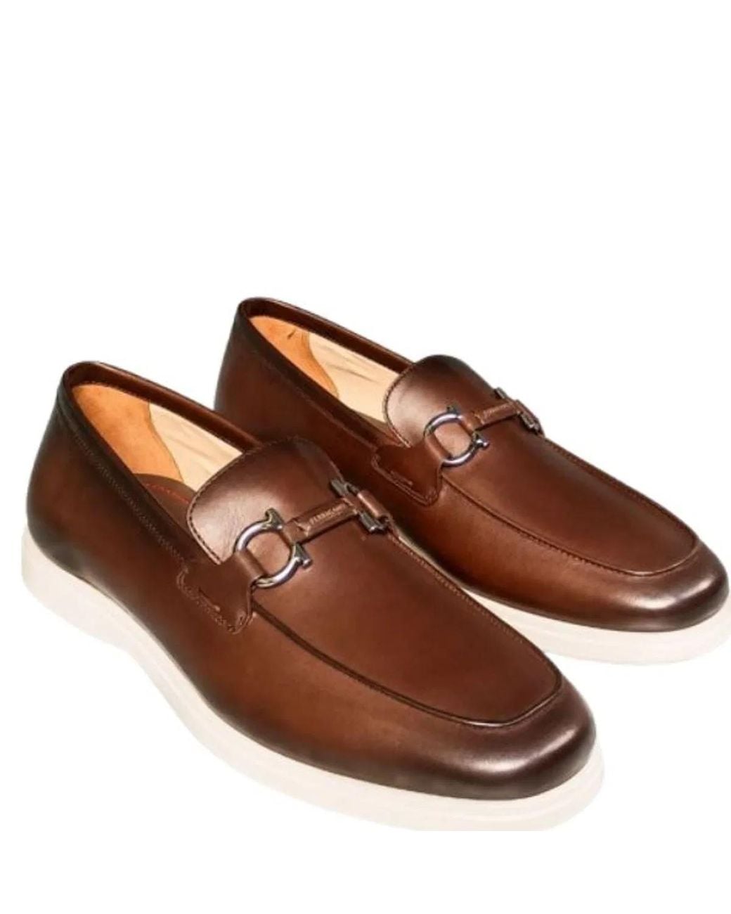 Ferragamo Brown Leather Flat Shoes for men