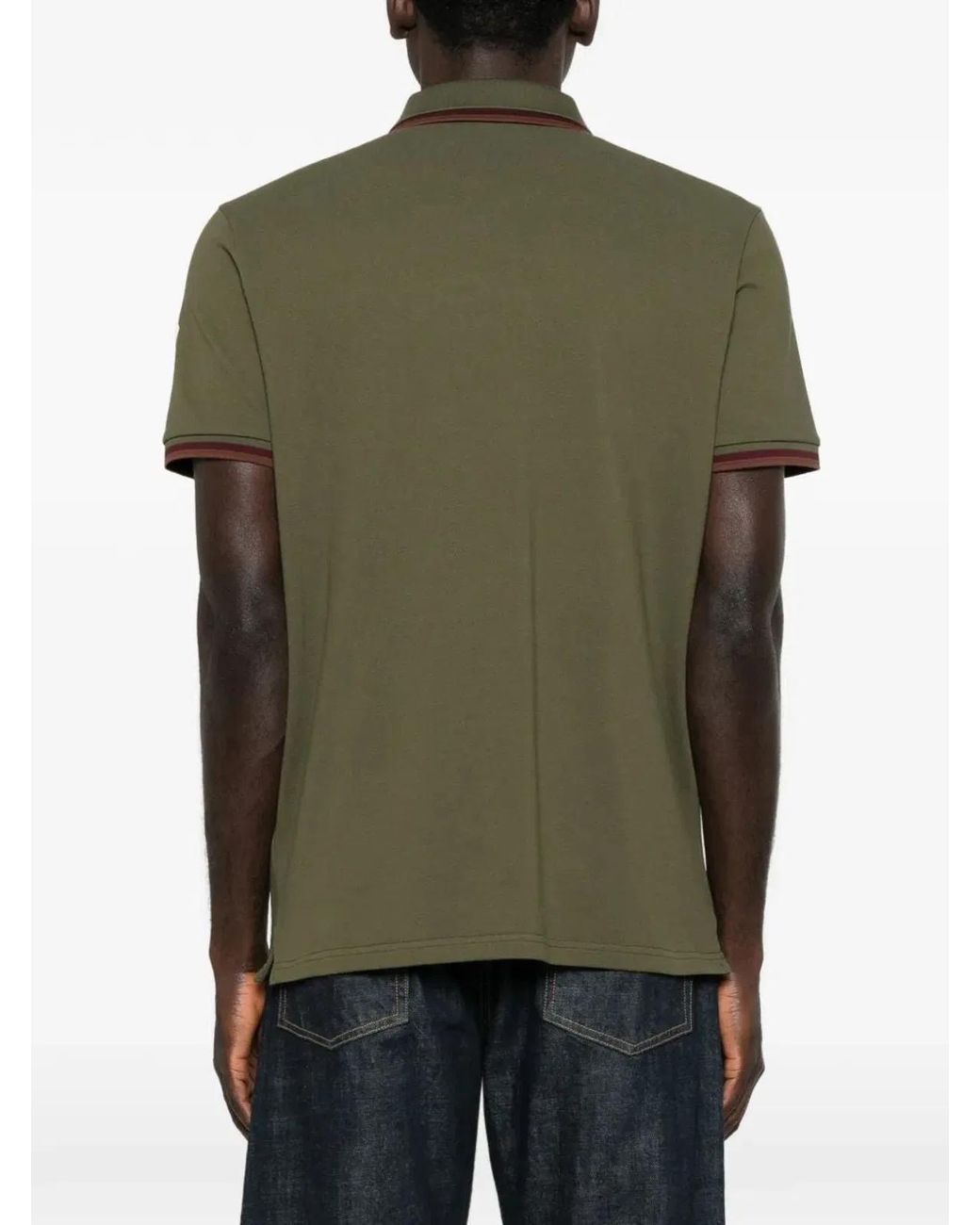 Moncler Green Premium Cotton Short Sleeve Polo For for men