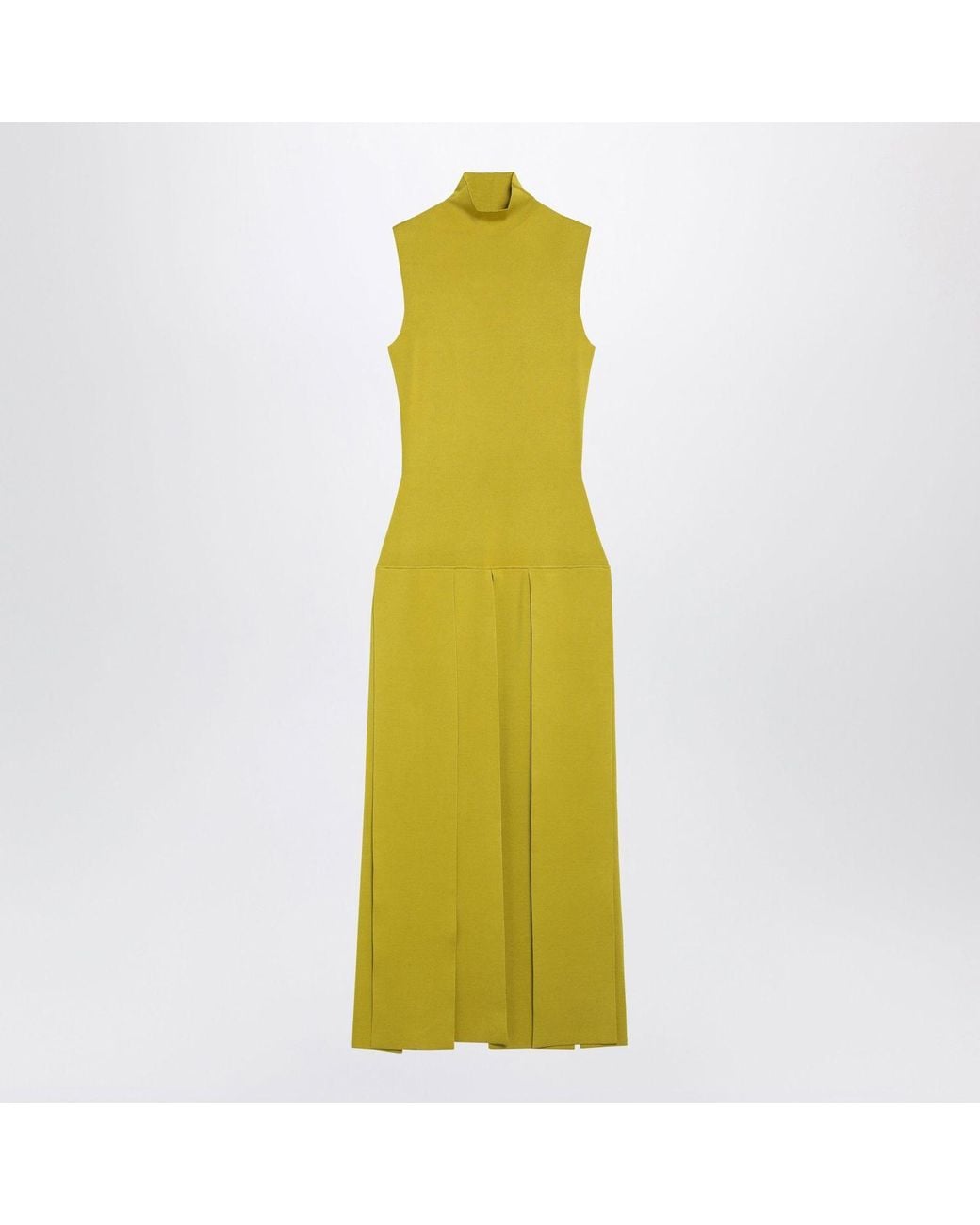 Alaïa Yellow Alaia Lime Pleated Knit Maxi Dress