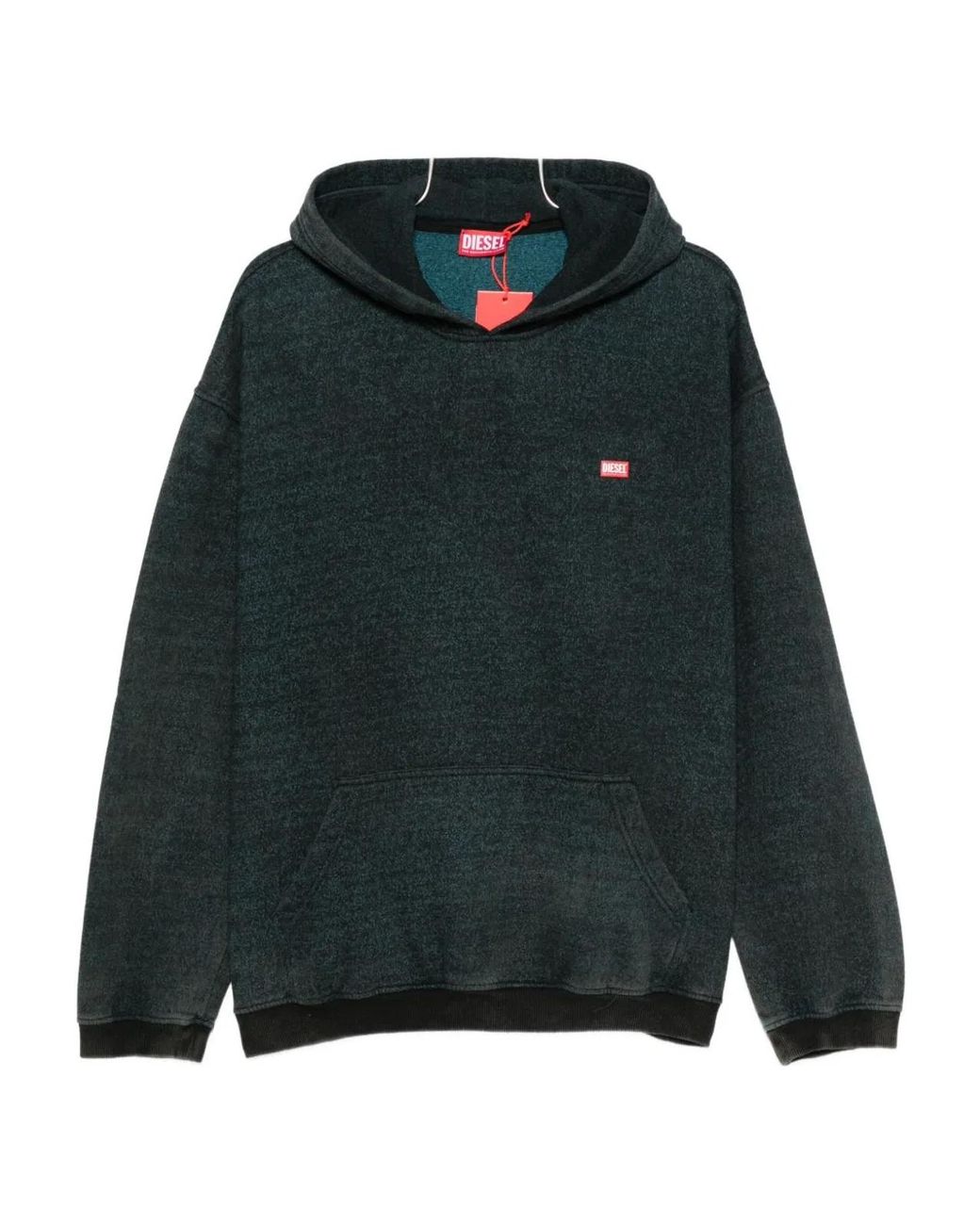 DIESEL Green Relaxed-Fit Hoodie With Textured Fabric for men
