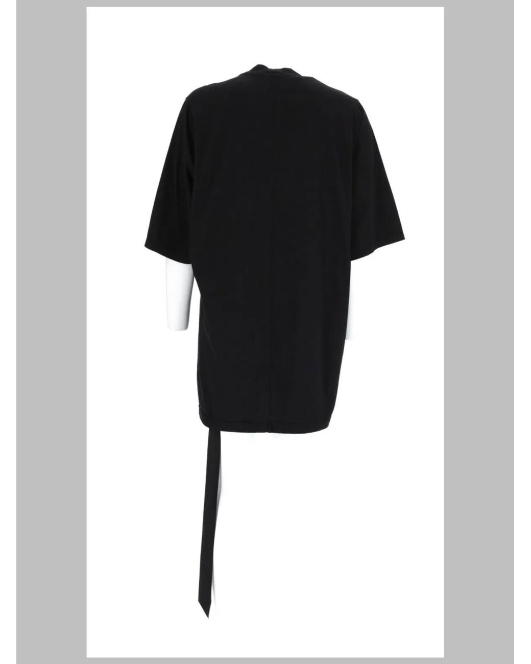 Rick Owens Black Oversized Mock Neck T-Shirt With Strap Detail