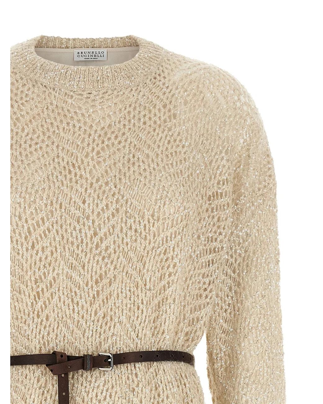 Brunello Cucinelli Natural 'Dazzling Abstact Leaf' Dress