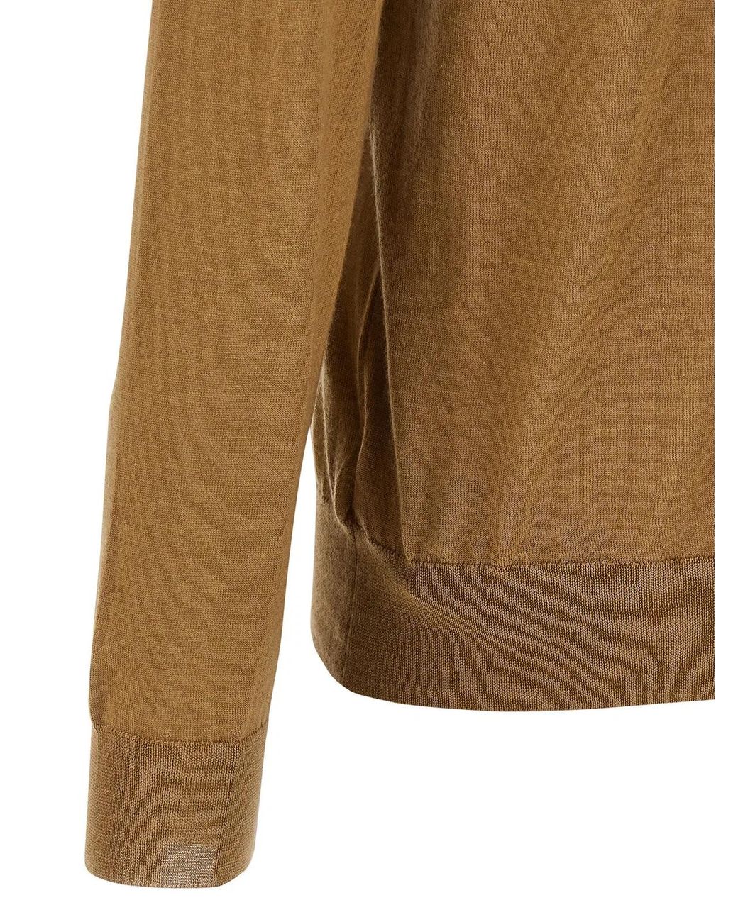 Zanone Brown Virgin Wool Polo Shirt for men