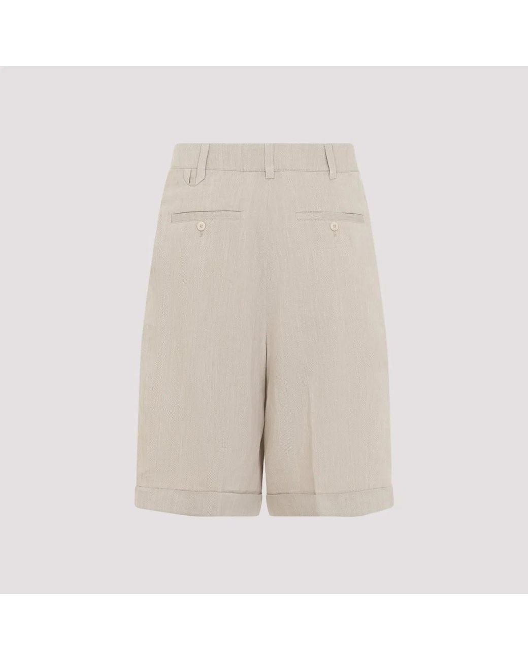 Jacquemus Natural Pastro Linen Shorts for men