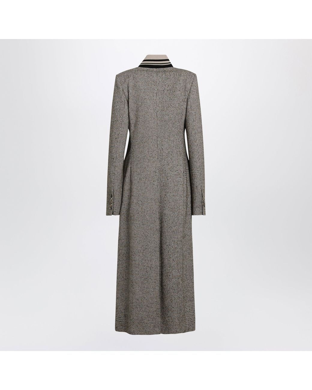 Dries Van Noten Gray Single-Breasted Coat With Micro Pattern
