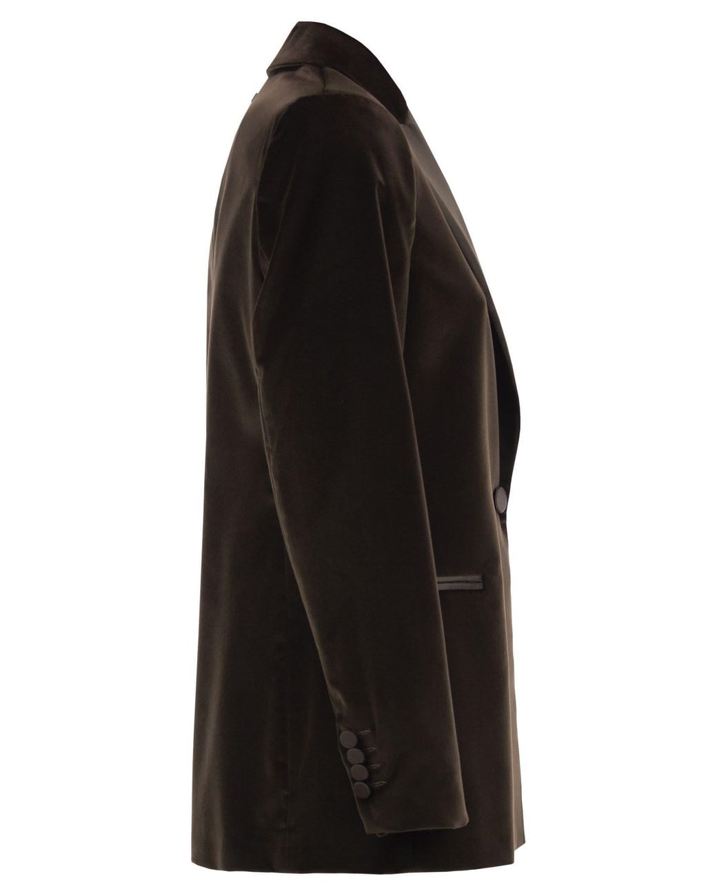 Peserico Black Single-Breasted Stretch Velvet Blazer With Satin Lapels