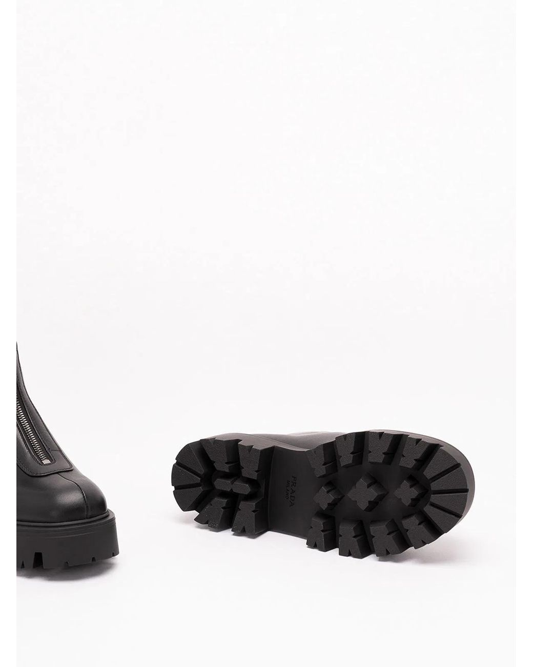 Prada Black Leather Zipper Booties