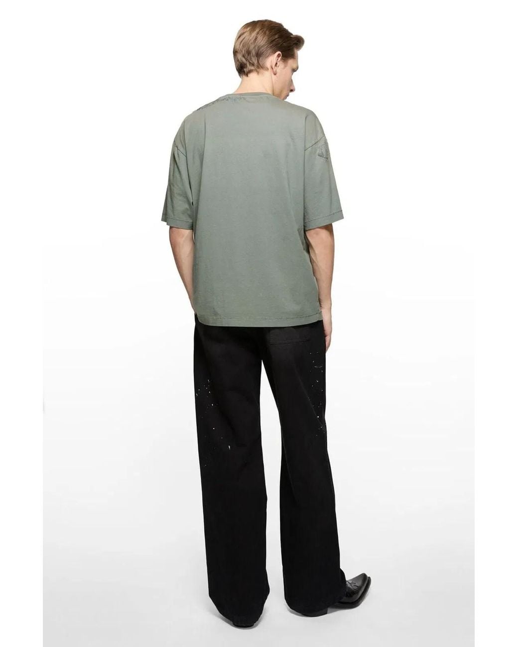 Acne Green Exford U Stamp Mending T-Shirt for men