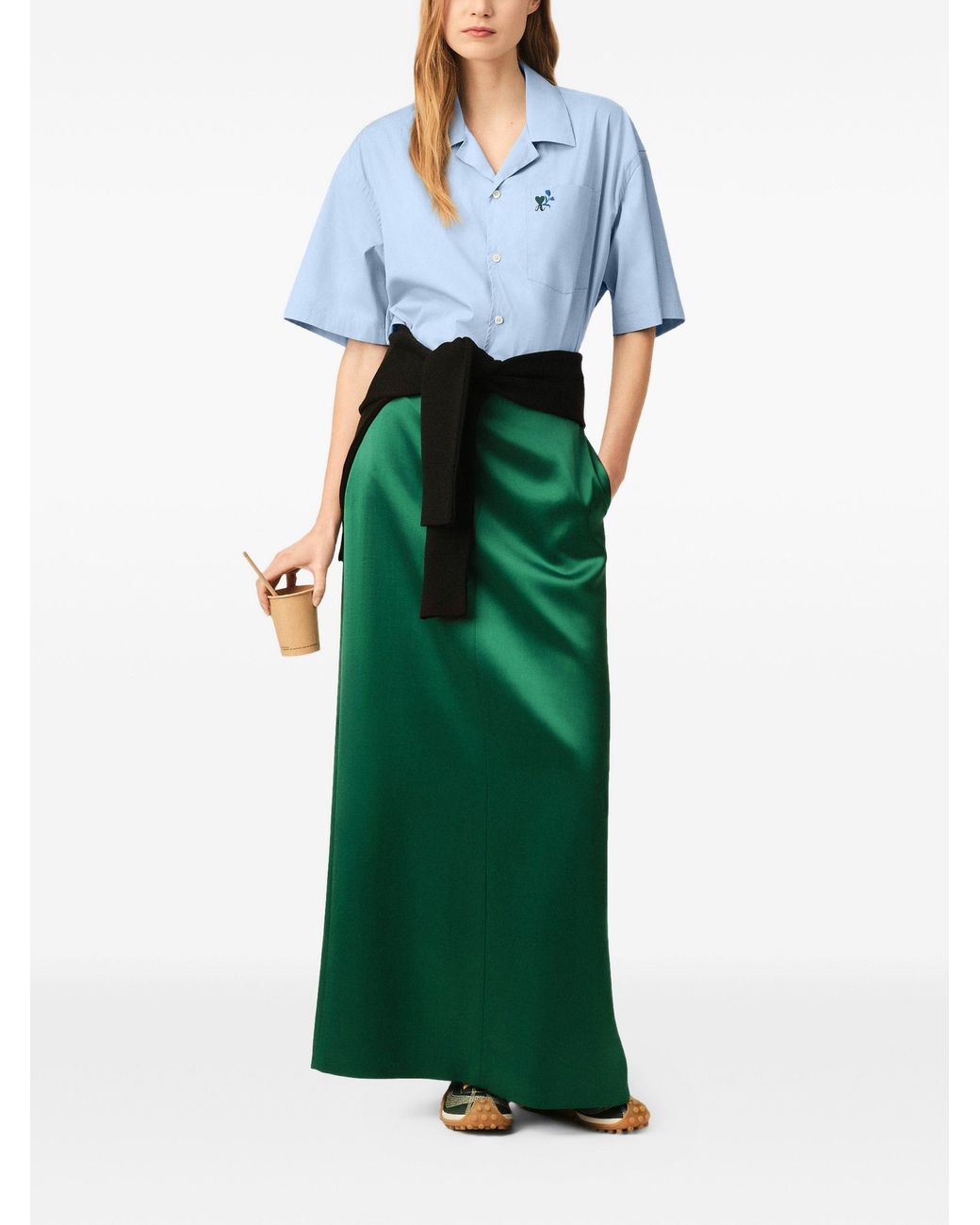 AMI Blue Boxy Short-Sleeve Shirt With Shark Collar for men