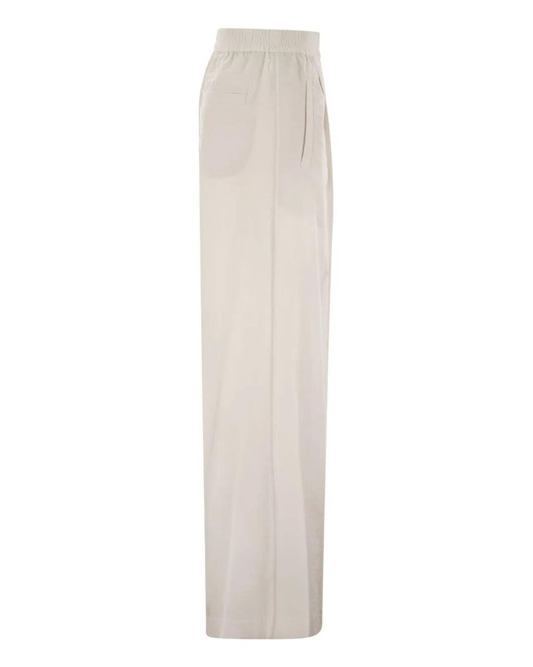 Brunello Cucinelli White Loose Fit Cotton Trousers