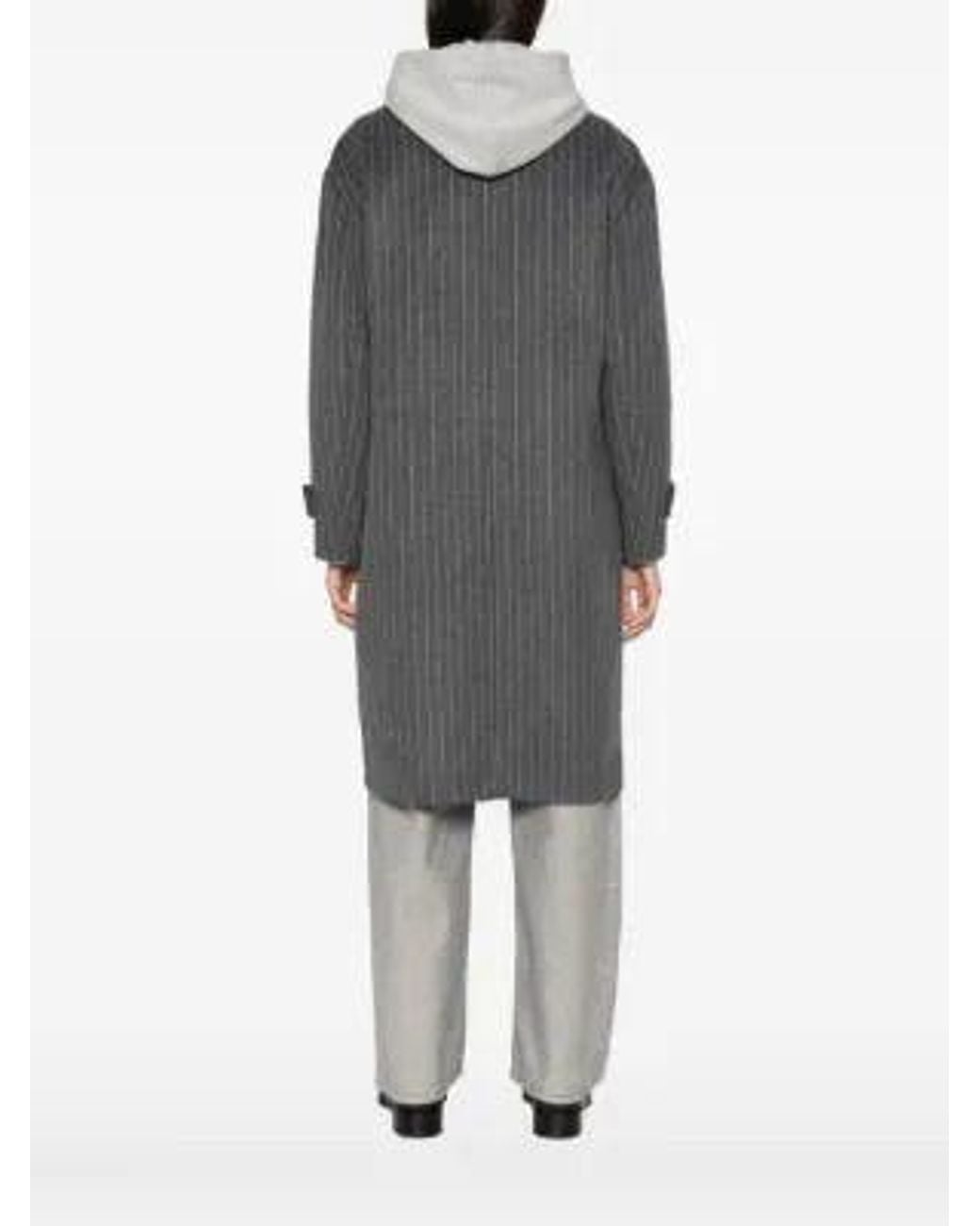 Patrizia Pepe Gray Double-Breasted Pinstriped Coat