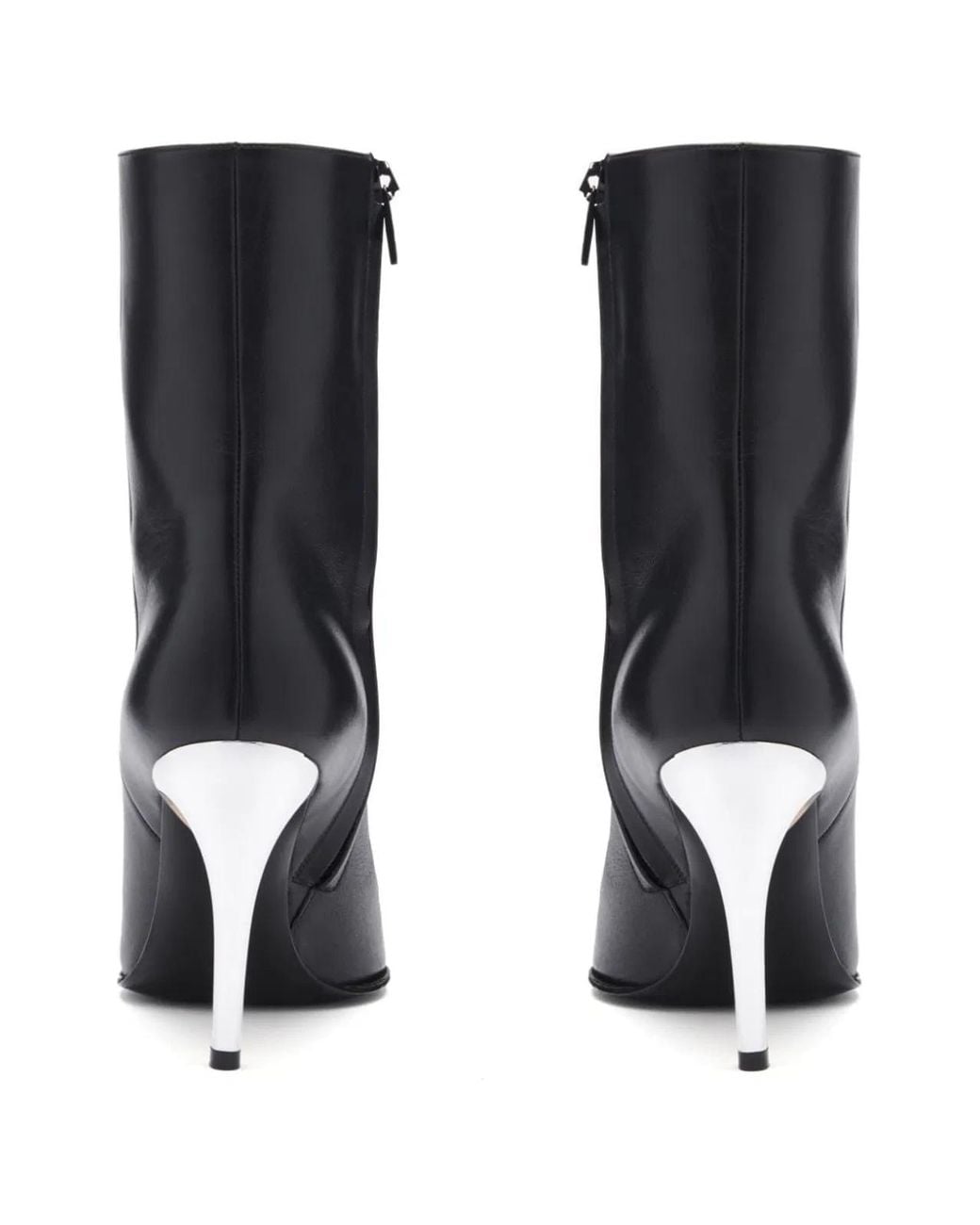 McQueen Black Almond Toe Leather Boots