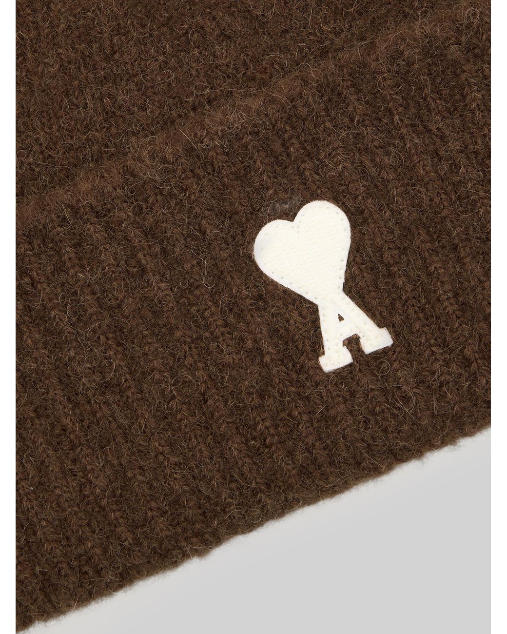 AMI Brown Ami De Coeur Woolblend Beanie for men