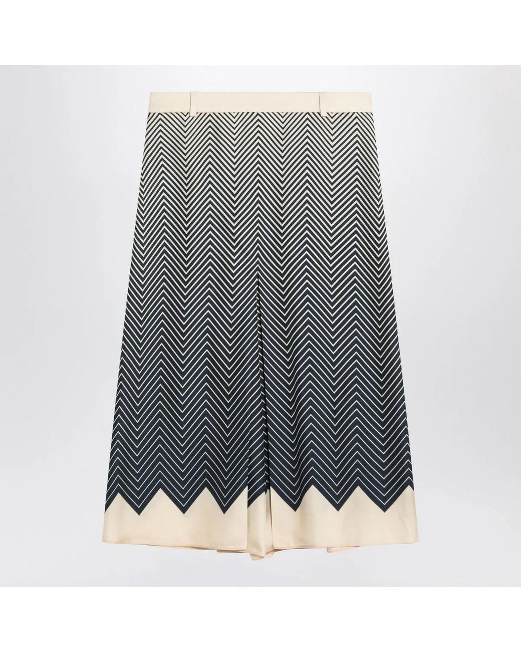 Valentino Gray Ivory Silk Skirt