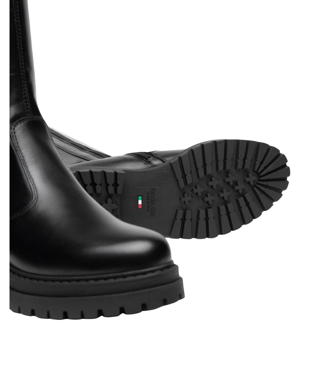 Nero Giardini Black Leather And Technical Fabric Boots