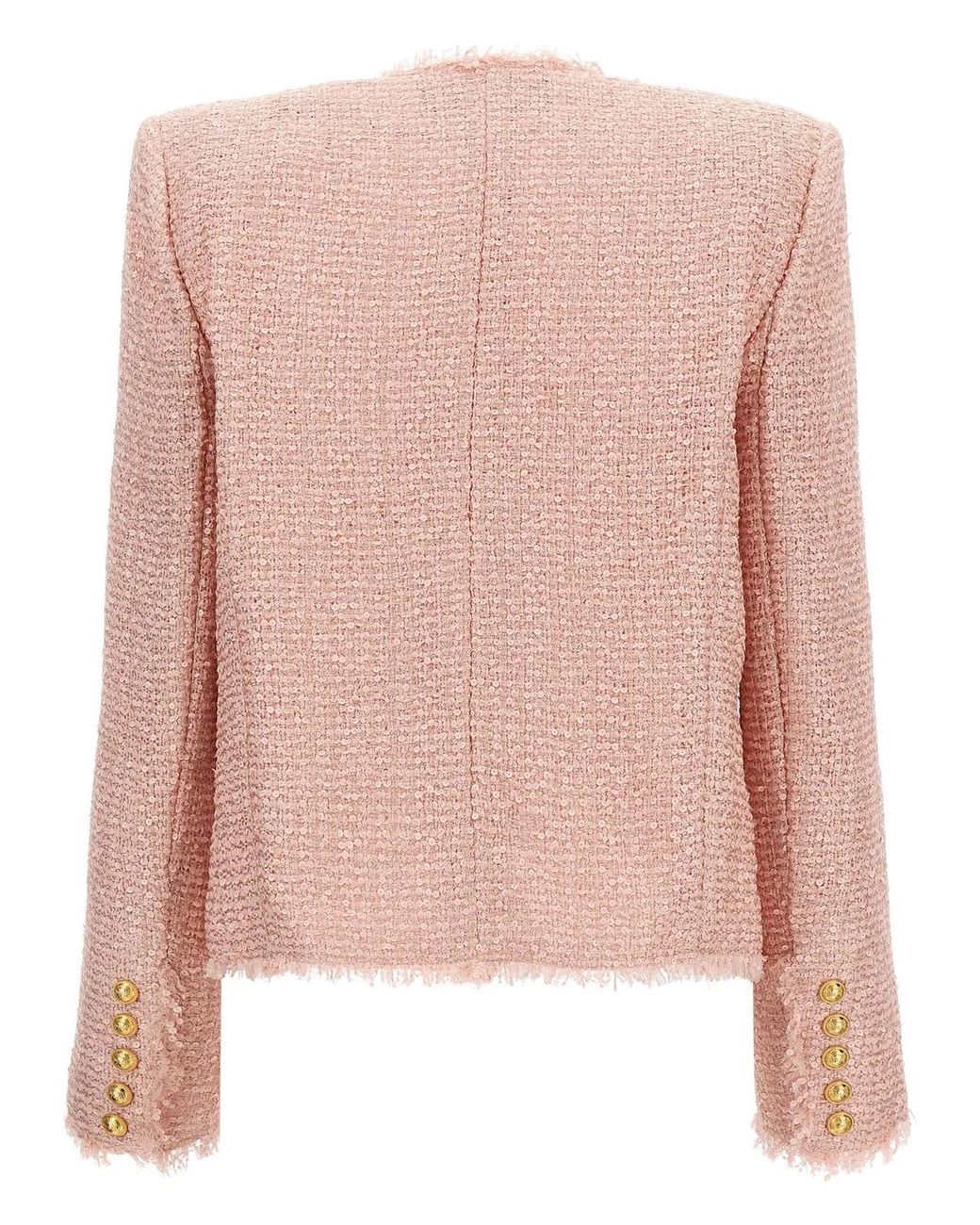 Balmain Pink Sequin Tweed Blazer