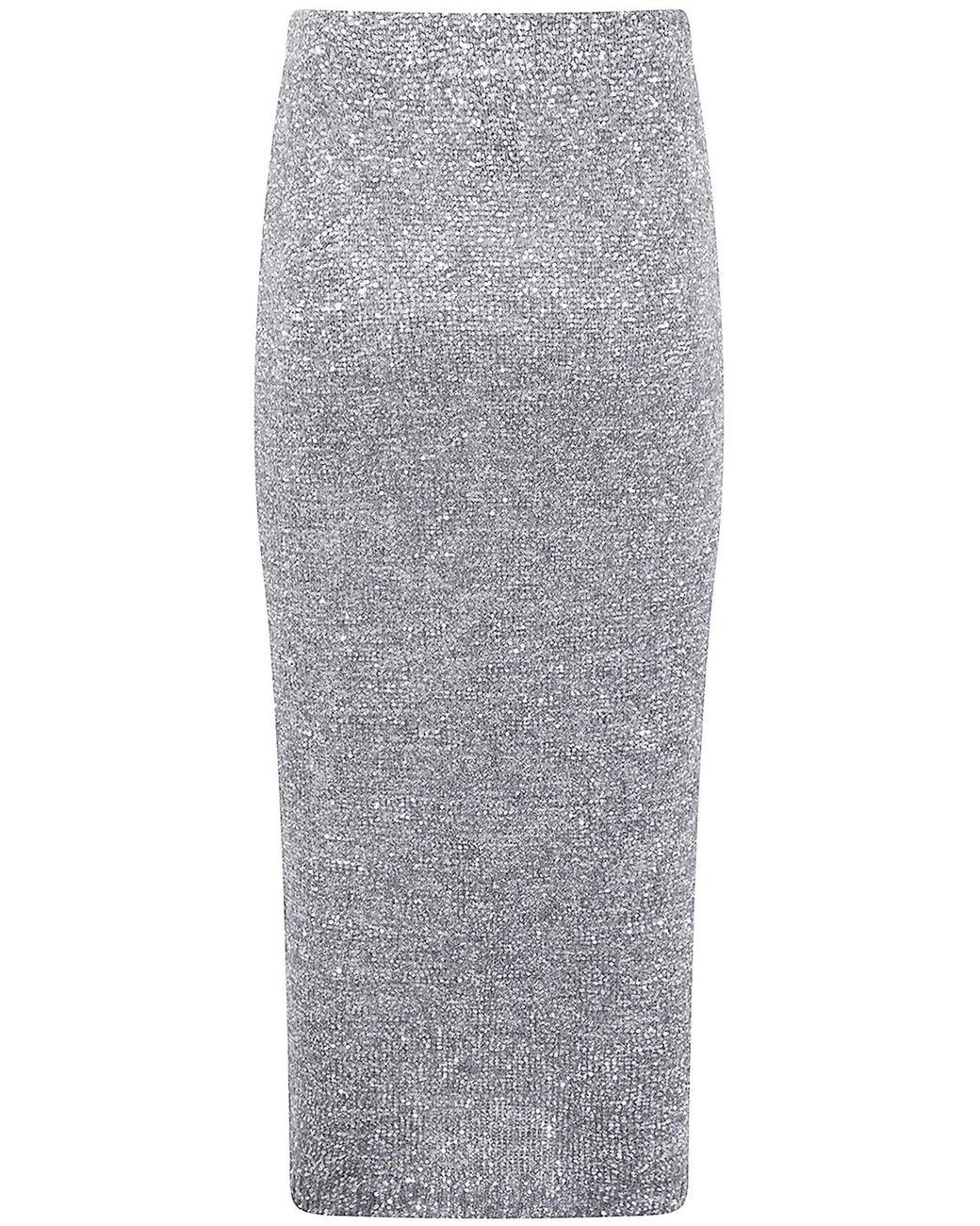 D.exterior Gray Soft Sequins Straight Skirt
