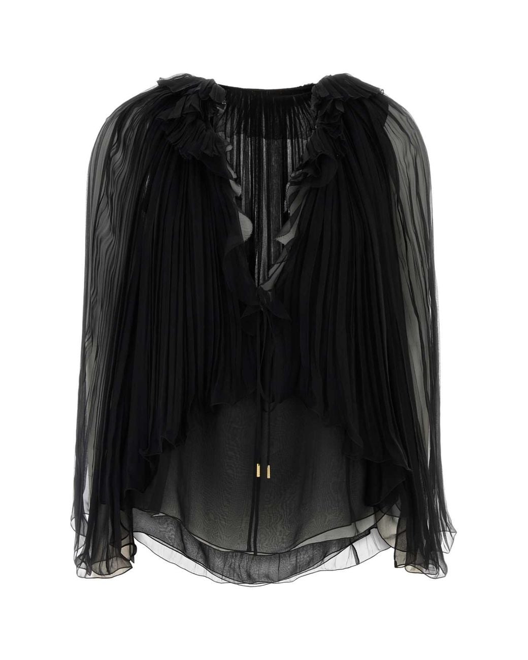 Alberta Ferretti Black Silk Crepe Blouse
