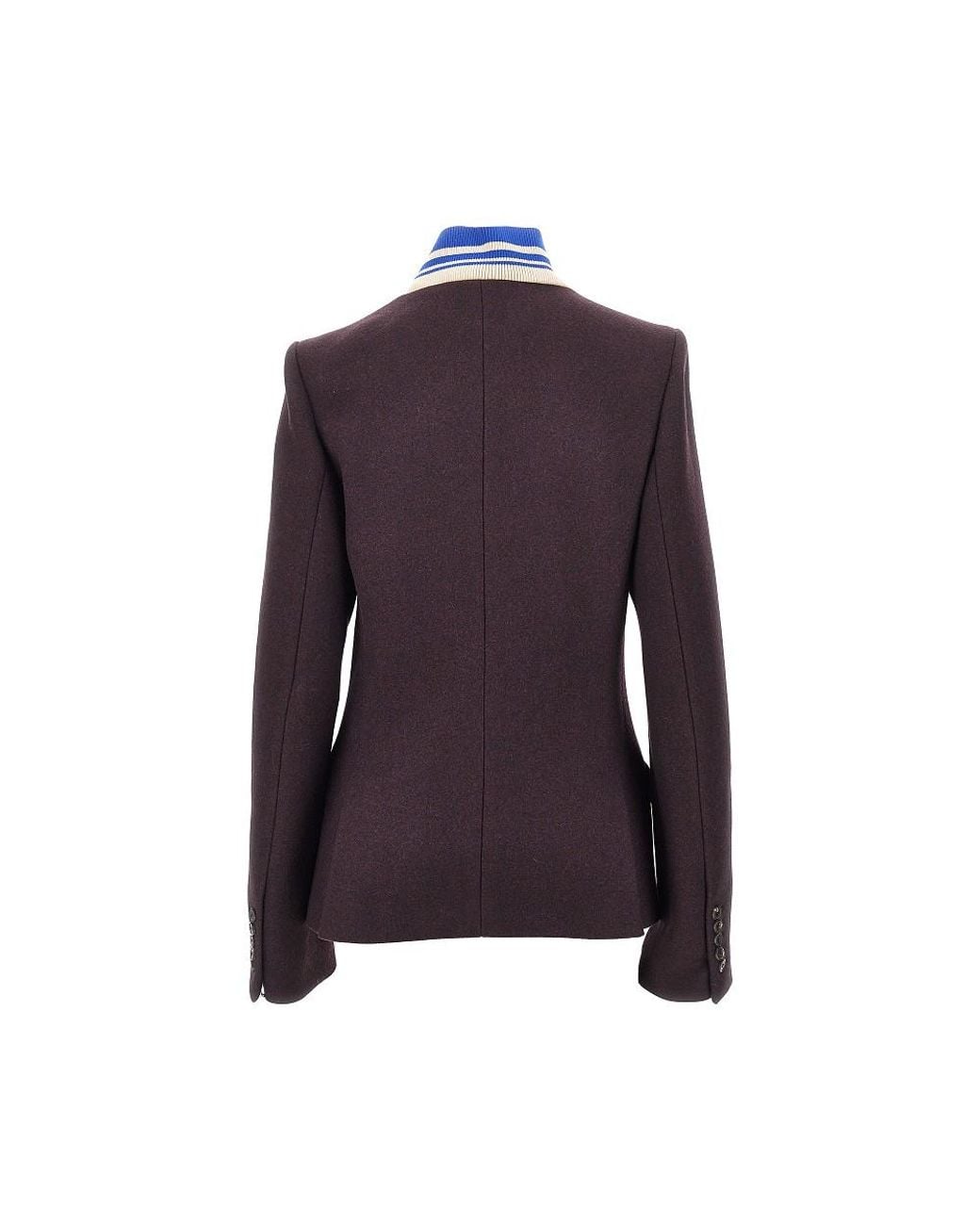 Dries Van Noten Blue Aubergine Jacket With Striped Shawl Collar