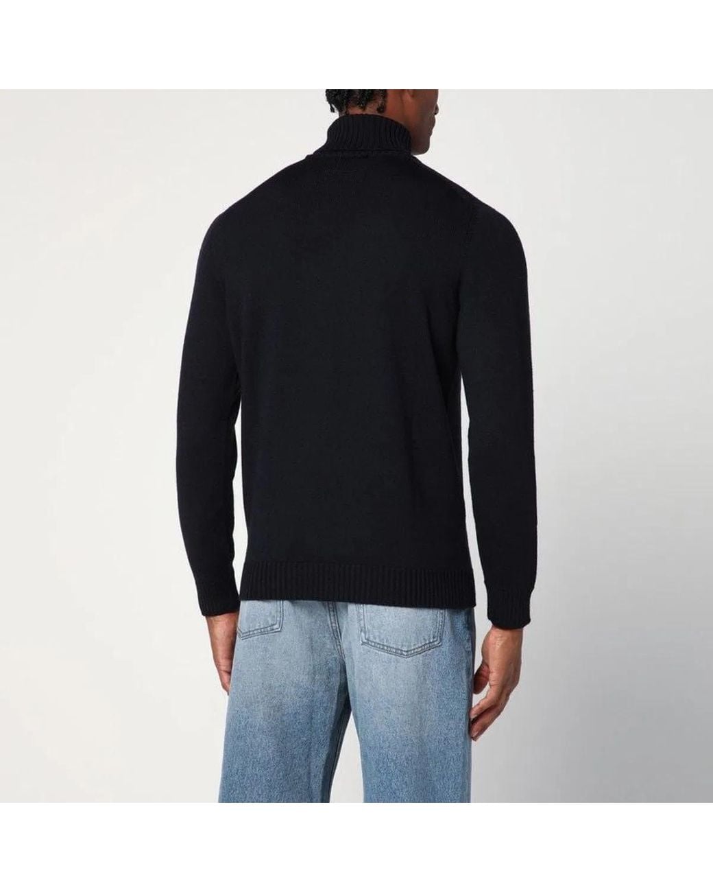 Drumohr Black Wool Turtleneck Sweater for men