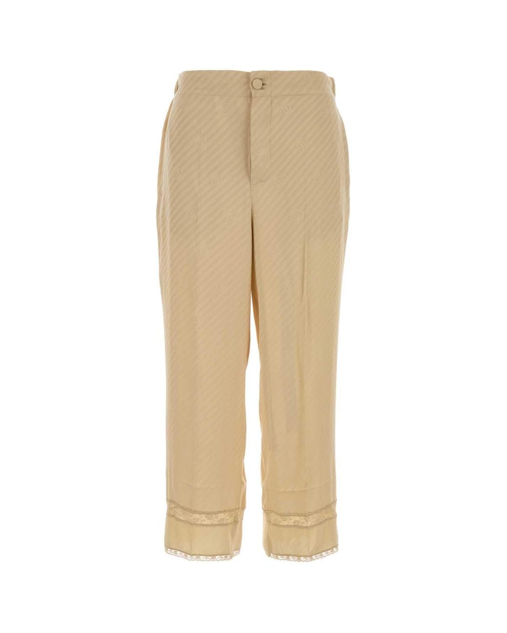 Gucci Natural Embroidered Silk Pant