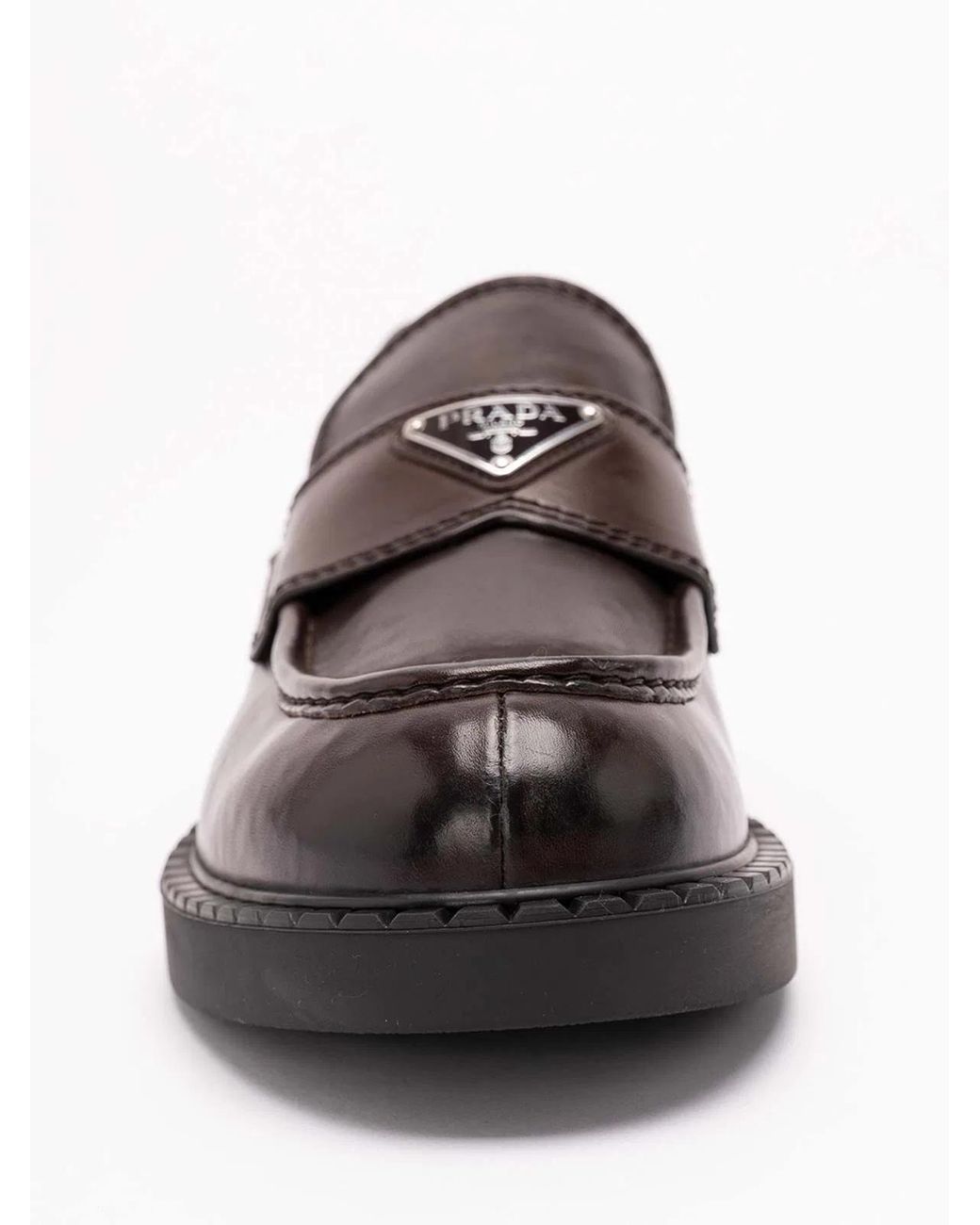 Prada Brown Chocolate Leather Loafers for men