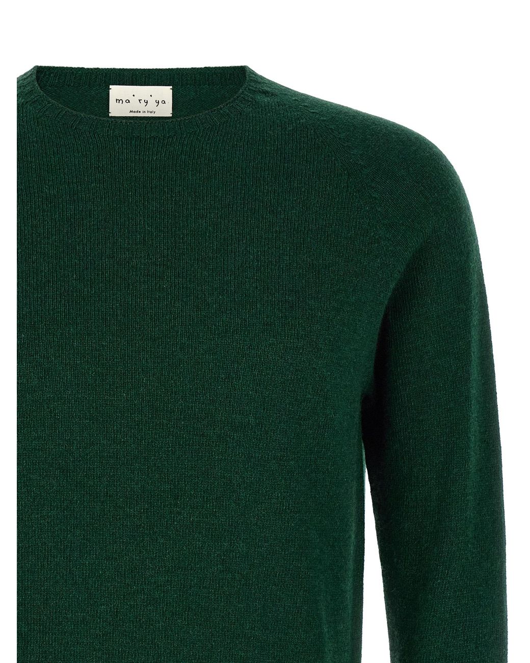 Ma'ry'ya Green Crew-Neck Sweater With Slits for men