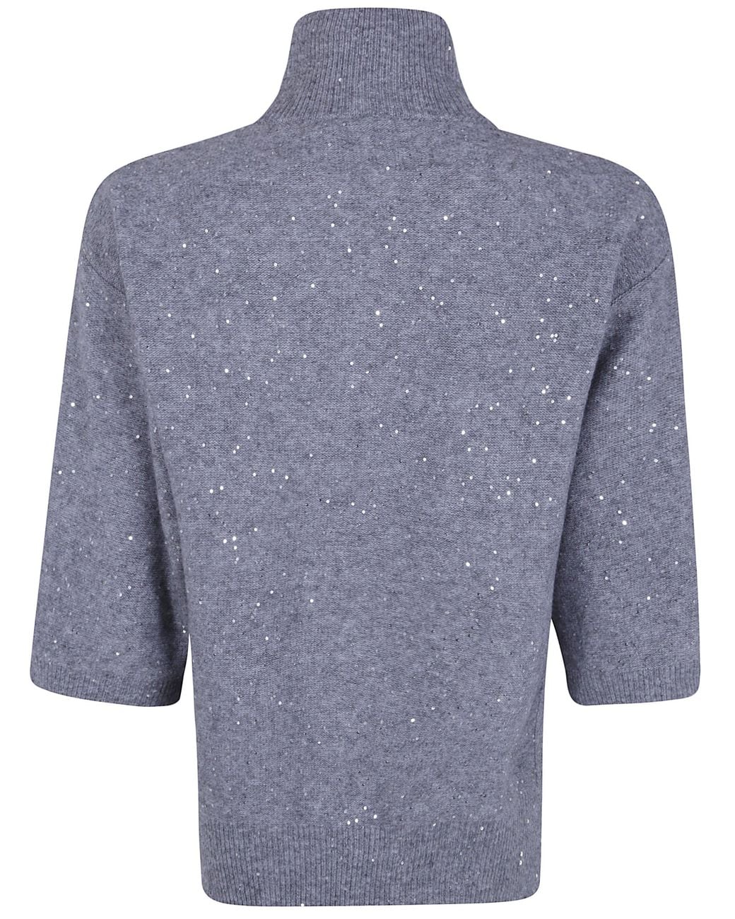 Seventy Blue Mock Neck Sweater With Pailletes