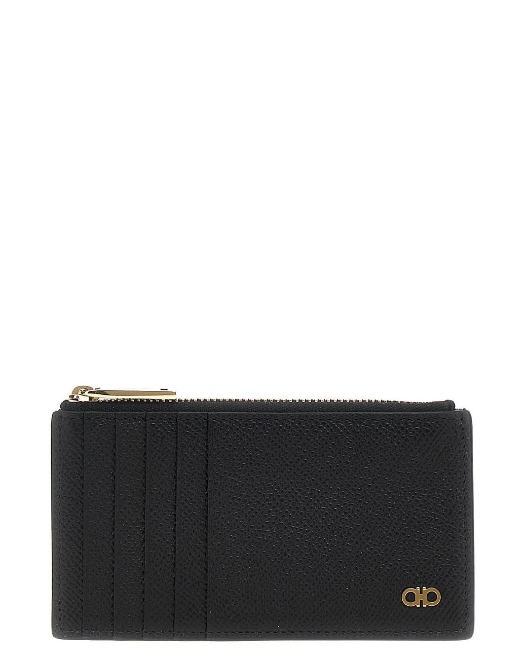 Ferragamo Black 'Gancini' Card Holder for men