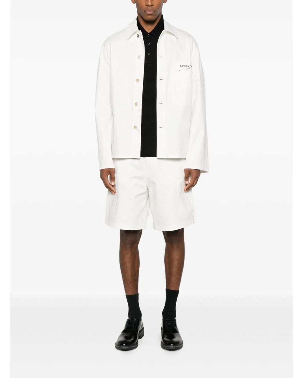 Givenchy White Denim Cargo Shorts for men