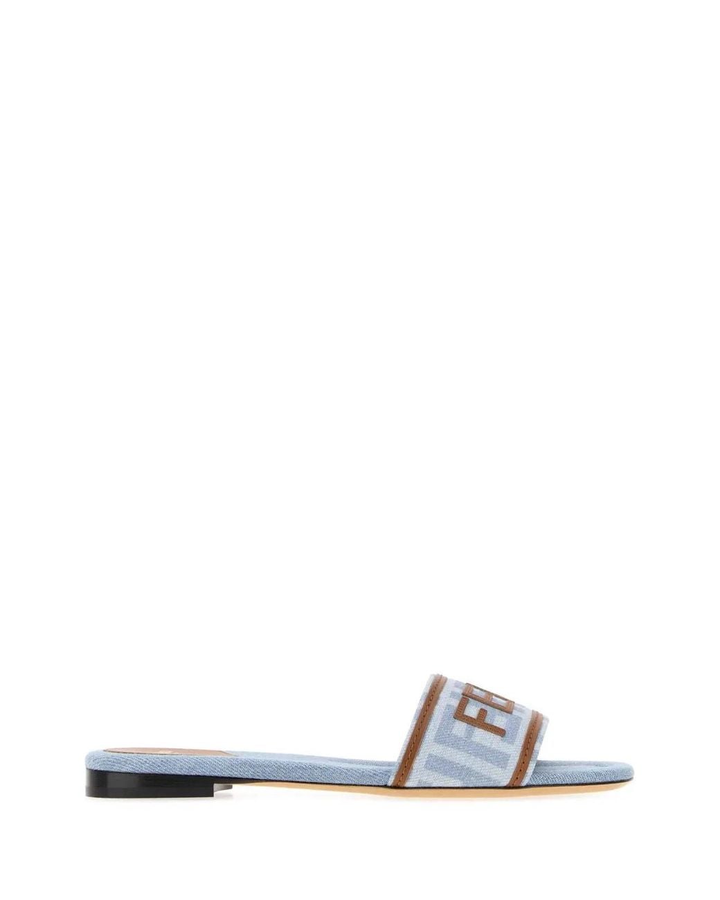 Fendi White Sunshine Logo-Patch Sandals