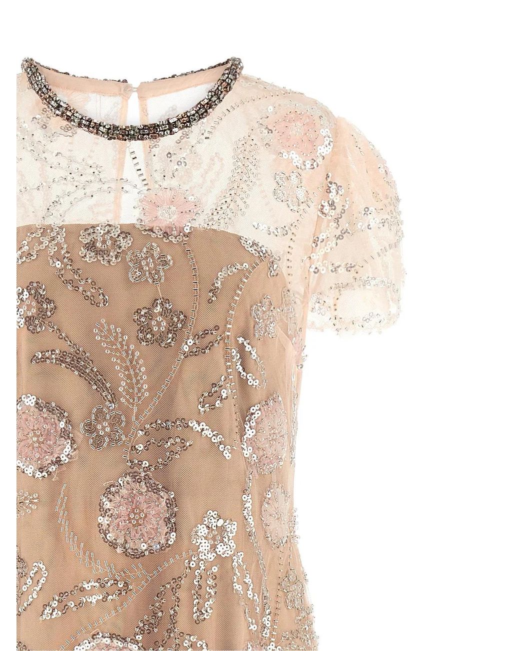 Self-Portrait Natural Self Portrait Flower Sequin Embellished Midi' Dress