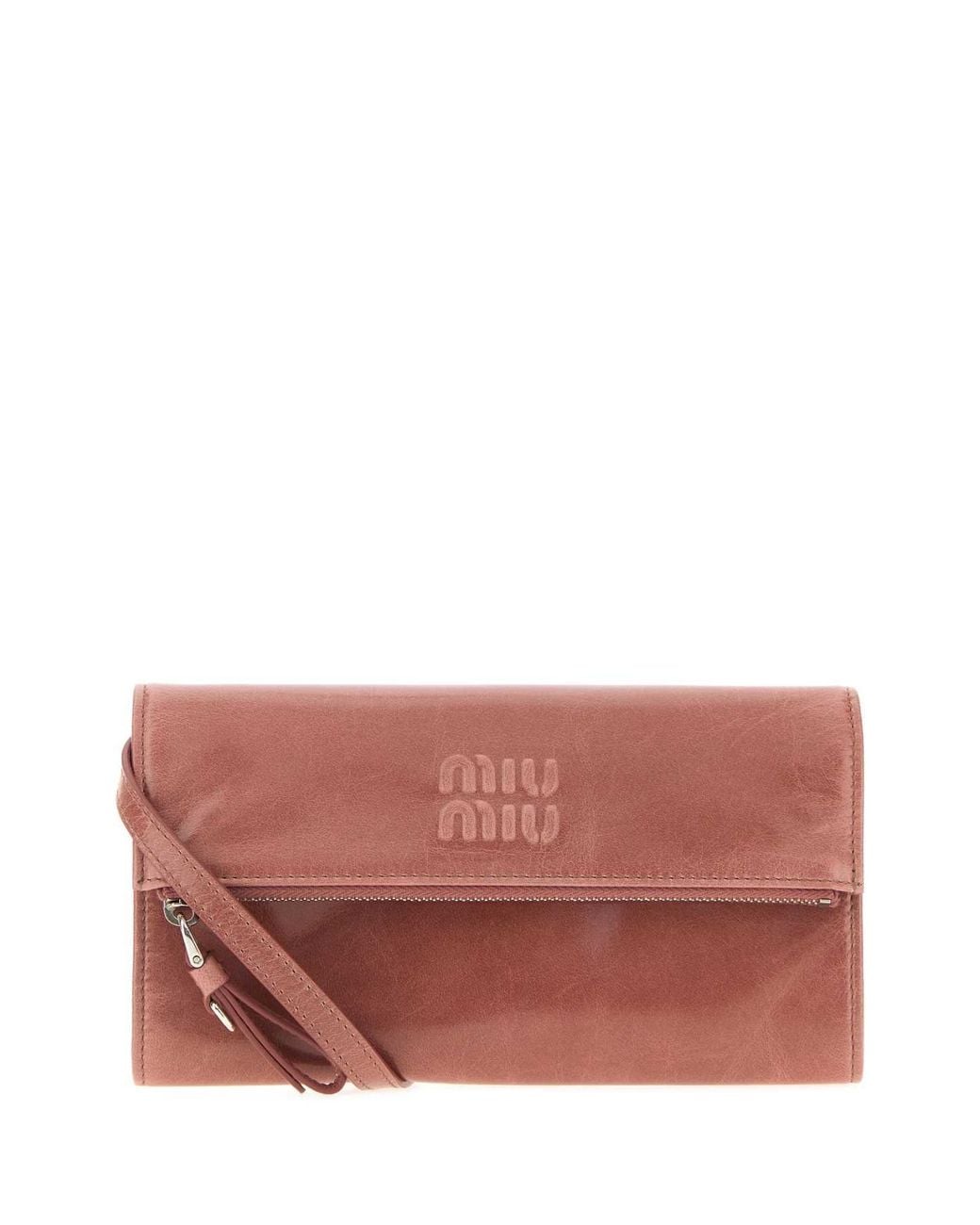 Miu Miu Red Antiqued Leather Pouch
