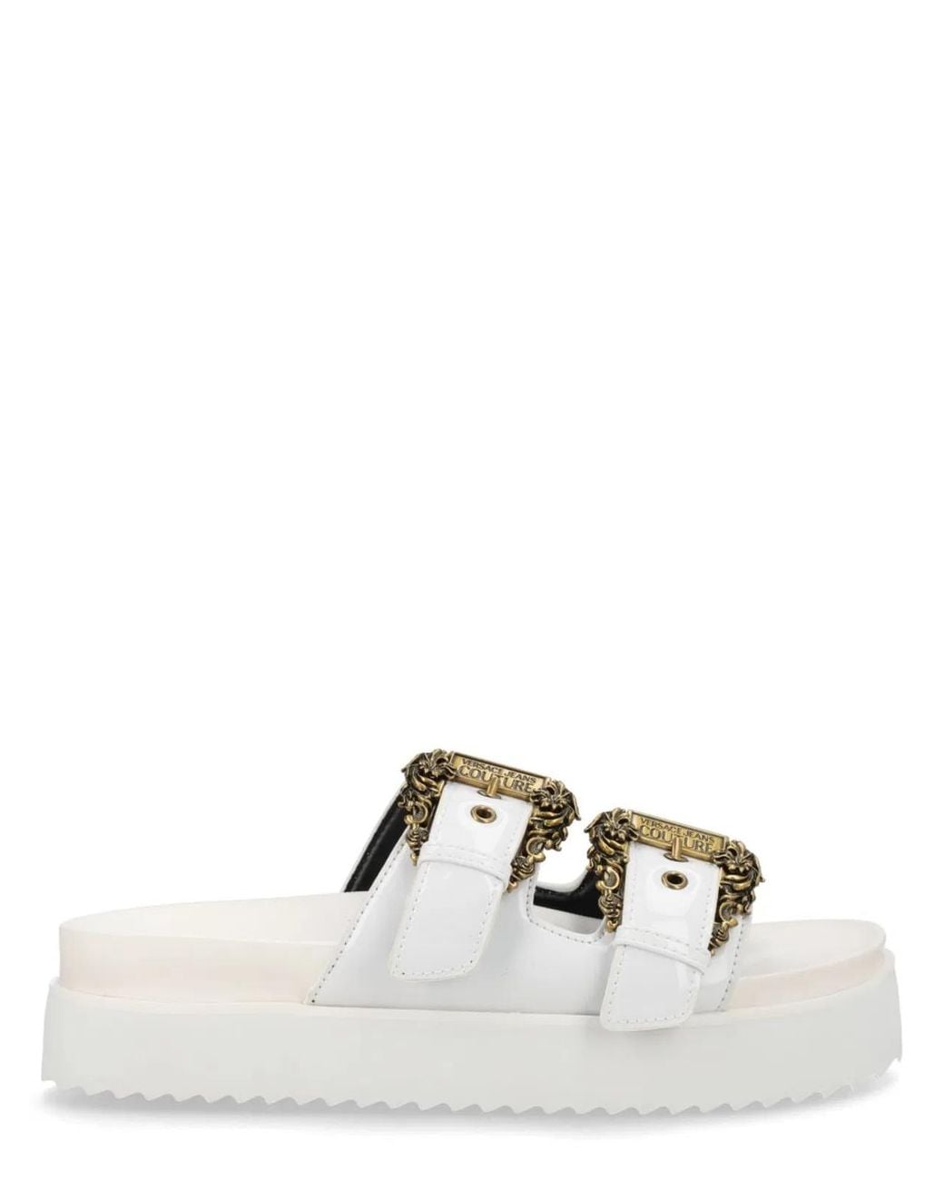 Versace Jeans Couture White Polyurethane Flats