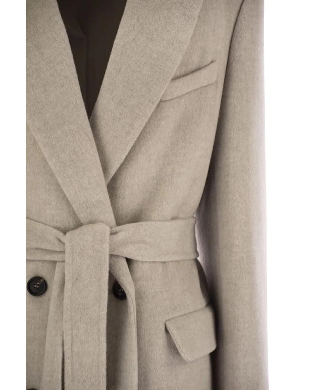 Brunello Cucinelli Natural Double-Breasted Coat