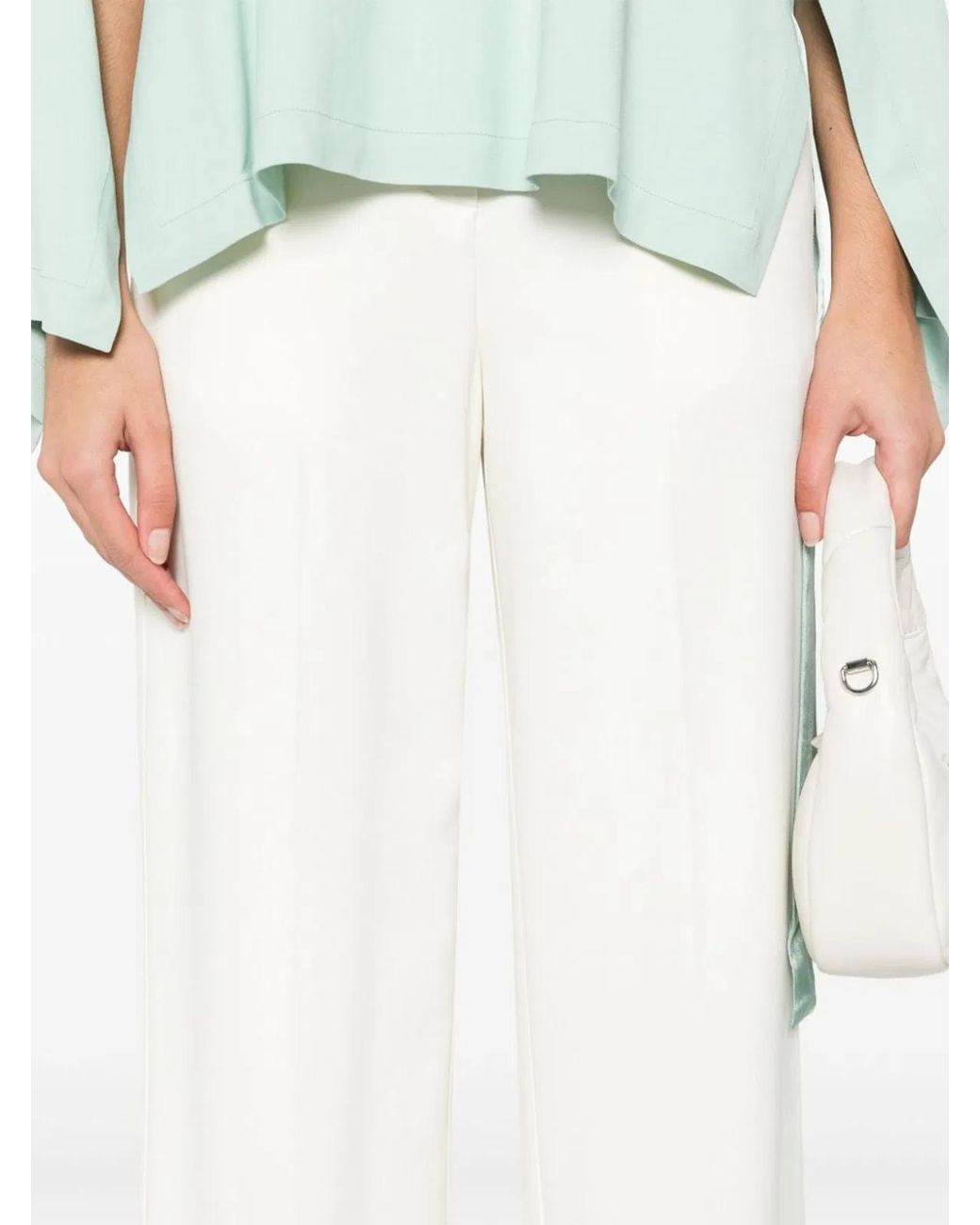 Erika Cavallini Semi Couture White Wide-Leg Trousers